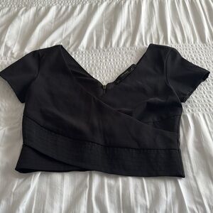 Zara Basic Collection Black cross cross Wrap cropped top size medium